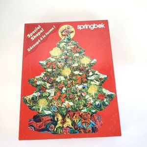 SPRINGBOK Sparkly Christmas Tree Shaped 500 Piece Jigsaw Puzzle 18x23"  Complete